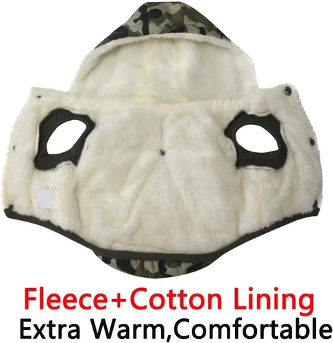 Vista 2 de vecomfy - Sudadera con capucha para perro, forro polar y algodón, extra cálida, para invierno, chaqueta para perro pequeño, abrigos con capucha