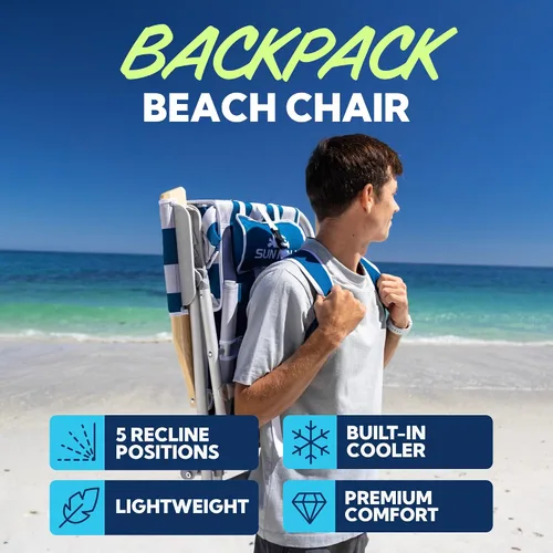 Vista 3 de SUN NINJA Paquete de silla de playa con bolsa de lona y sombrero de cubo UPF 50+