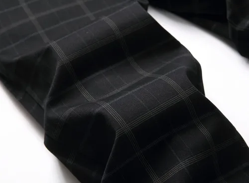 Vista 3 de Pantalones a cuadros para hombre, elásticos para hombre, pantalones de vestir ajustados sin pinzas, pantalones chinos casuales de negocios a la moda