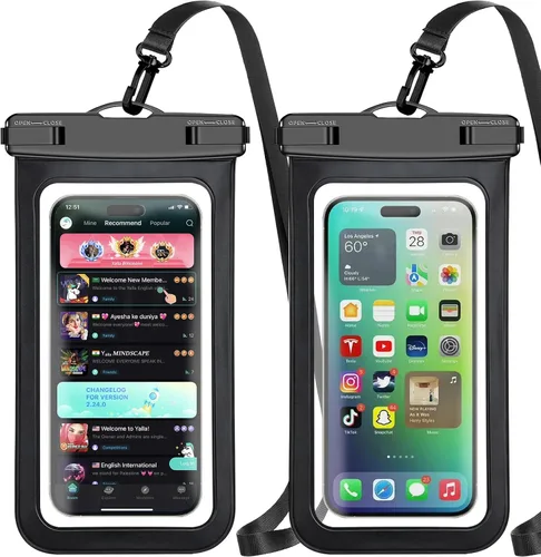 Vista 10 de Bolsa impermeable para teléfono, paquete de 2 fundas impermeables para teléfono blanco y negro, bolsa seca para teléfono celular, nivel