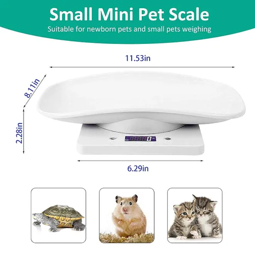 Vista 2 de Báscula digital para mascotas, báscula de animales pequeños con cinta métrica, báscula de alimentos de cocina, con un peso máximo de 33 libras