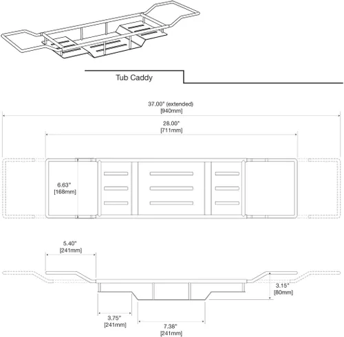 Vista 4 de Gatco 1418C - Organizador moderno para bañera, cromado, 28-37 pulgadas