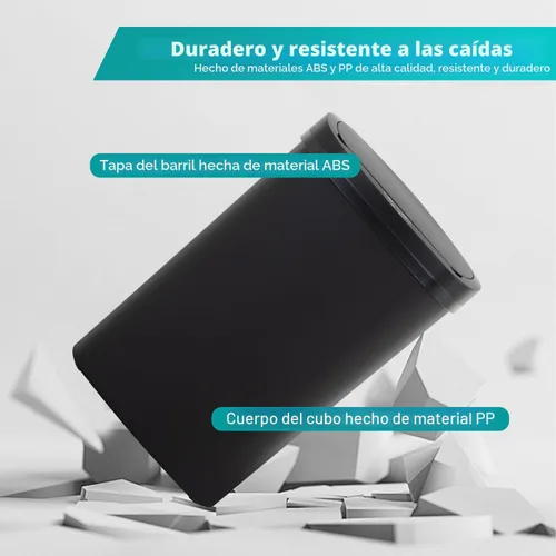 Vista 5 de PayLessHere Bote de basura de plástico de 13 galones Negro Tapa automática sin contacto con sensor de movimiento Bote de basura de cocina