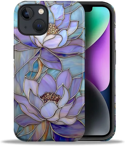Vista 45 de ZHEGAILIAN Funda para iPhone 11, carcasa dura a prueba de golpes + silicona suave 2 en 1 híbrida, parachoques a prueba de caídas - Vidrio manchado