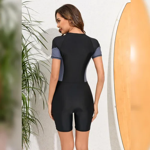 Vista 5 de Traje de baño de una pieza con protección UV para mujer, con estampado floral, para surfear