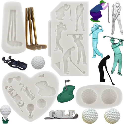 Vista 9 de Molde de silicona de golf, bolas de golf, molde de fondant de caramelo de chocolate para decoración de pasteles, decoración de cupcakes, pasta