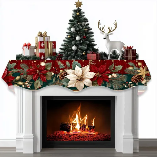 Vista 22 de BVBOX Bufanda Decorativa para Repisa de Chimenea Navideña, Cubierta Corredor para Repisa de Chimenea de Navidad e Invierno