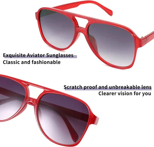 Vista 6 de FEISEDY Gafas de sol estilo aviador vintage retro de los años 70 para mujeres y hombres, marco cuadrado grande clásico B2751