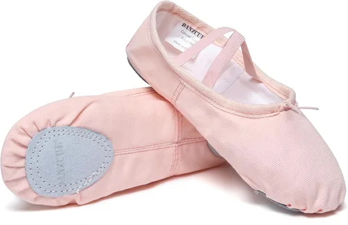 Vista 5 de Danzcue Zapatos de ballet de lona y cuero para adultos