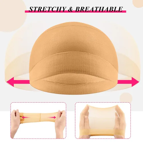 Vista 3 de eBoot paquete de 3 gorros peluca, Malla neutra Beige y Negro