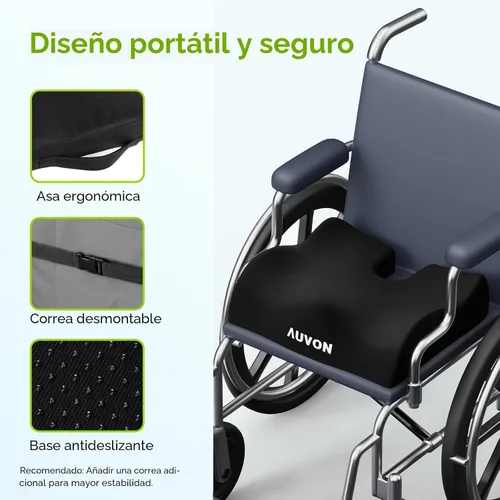 Vista 7 de AUVON Cojines antideslizantes para silla de ruedas con diseño delantero alto, trasero bajo y joroba, cojín de asiento ergonómico para optimizar