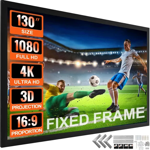 Vista 13 de VEVOR - Pantalla de proyector para exteriores de 110 pulgadas, pantalla de cine 16:9, marco fijo 3D para cine 4K HDTV
