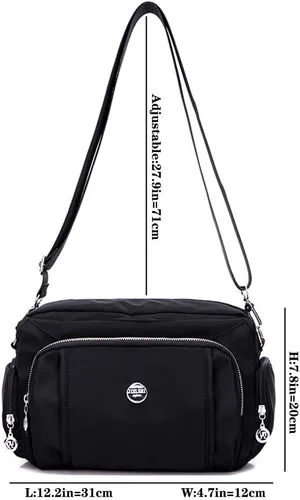 Vista 7 de MINTEGRA Bolso cruzado para mujer, bolso impermeable con múltiples bolsillos, de nailon, bolso de hombro de viaje
