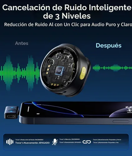 Vista 7 de Micrófono Lavalier inalámbrico para teléfonos iPhone y Android, micrófono de solapa con clip AI Noise Reduction & Hi-Fi Audio & 24H Working Time &