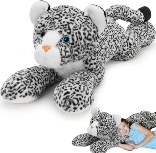 Vista 19 de MorisMos Animal de Peluche Gigante Guepardo Almohada de Felpa 4 pies, 47" Juguete de Felpa de Guepardo Extra Grande para Niños y Adultos, Leopardo
