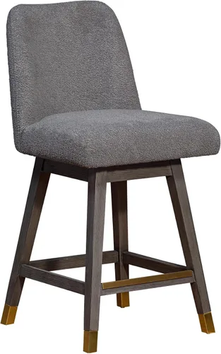 Vista 29 de Armen Living Sicily Modern Farmhouse Taburete giratorio de madera de nogal de 26 pulgadas de altura para encimera de isla de cocina, en piel Crema