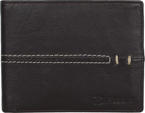 Vista 2 de Pitaara Cartera plegable hecha a mano de cuero genuino para hombres