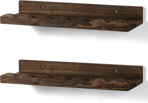Vista 17 de Suzile Juego de 2 estantes ondulados flotantes de pared para habitación, baño, dormitorio, decoración bonita y almacenamiento de libros, juguetes