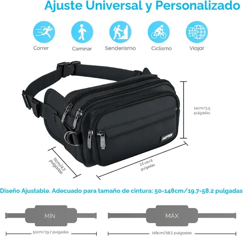 Vista 2 de AGPTEK Fanny Pack for Women Men, RFID Large Capacity Waist Wallet Bag, Adjustable & Waterproof Bum Belt Pouch for Travel, Running, Shopping, Hiking