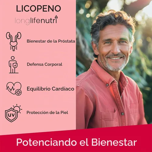 Vista 4 de LongLifeNutri Licopeno 50 mg, extracto de tomate natural, 180 cápsulas vegetales