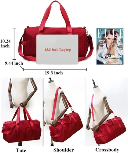 Vista 5 de KARRESLY Bolsa deportiva de gimnasio para mujeres u hombres, bolsa de viaje con bolsillo húmedo y compartimento para zapatos para entrenamiento
