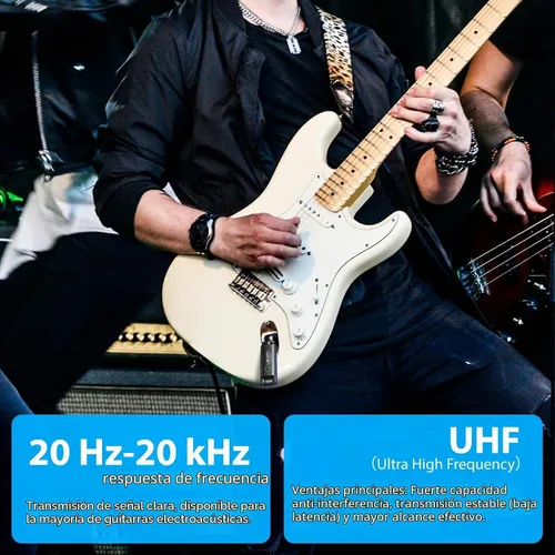 Vista 7 de LEKATO Sistema Inalámbrico de Guitarra UHF Transmisor y Receptor Inalámbrico de Guitarra Recargable Transmisor y Receptor de Audio Inalámbrico