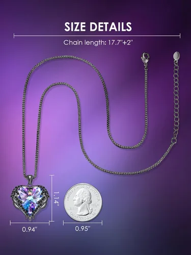 Vista 4 de CDE - Collar con dije de corazón de ala de ángel para mujer, dije de tono plateadodorado, regalo de Navidad, San ValentínDía de la Madre