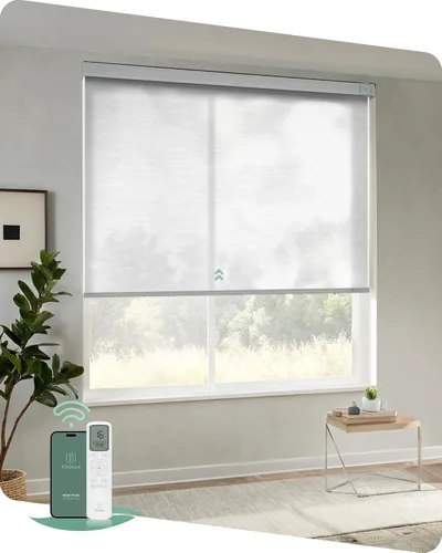 Vista 18 de Yoolax Persianas motorizadas con control remoto, persianas opacas remotas para ventanas, persianas enrollables automáticas inalámbricas persianas