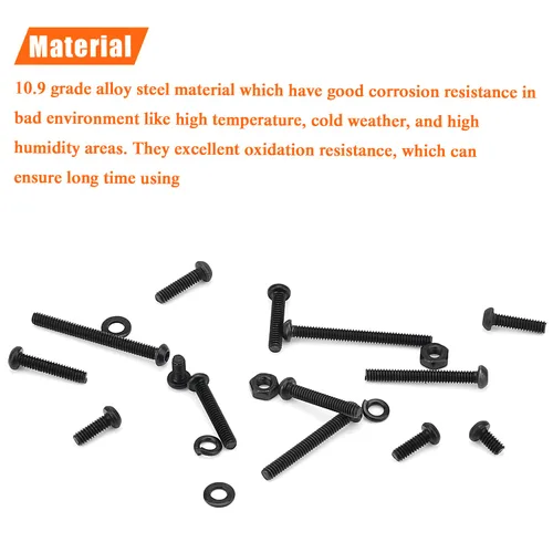 Vista 2 de HELIFOUNER 560 Piezas M2 x 4 mm / 6 mm / 8 mm / 10 mm / 12 mm / 16 mm / 20 mm, Kit de Tornillos de Cabeza de Botón con Arandelas y Tuercas, Acero