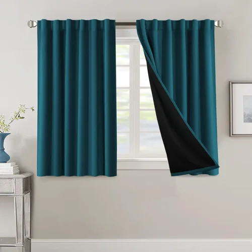 Vista 88 de H.VERSAILTEX Cortinas 100% opacas para dormitorio con forro negro, cortinas de oscurecimiento de habitación completa, con aislamiento térmico