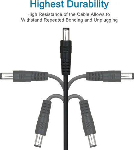 Vista 3 de Cable de extensión de alimentación CC corto de 1 pie, 0.2 in x 0.1 in, cable de extensión de 12 V, cable de extensión de CC macho a hembra, cable