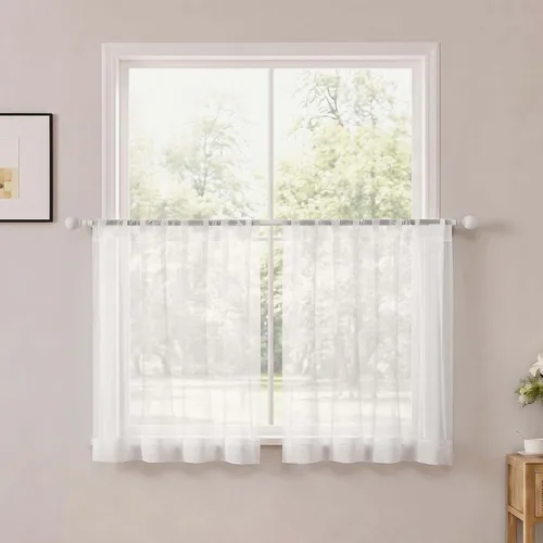 Vista 18 de OWENIE White Sheer Curtains 96 Inches Long 2 Panels for Living Room 52 Wide