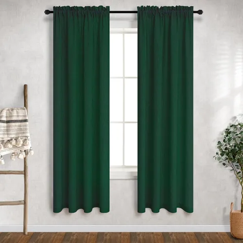 Vista 64 de Mrs.Naturall - Cortinas transparentes con bolsillo para barra de 36x63 pulgadas de lino mezclado negro