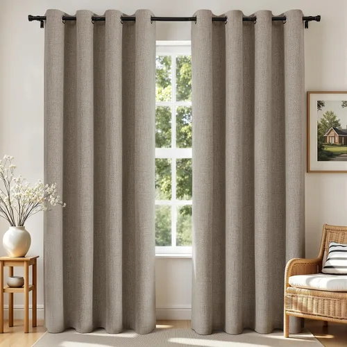Vista 40 de Joydeco Cortinas opacas de 84 pulgadas de largo, 2 paneles burg, cortinas de oscurecimiento de habitación para dormitorio, cortinas térmicas Negro