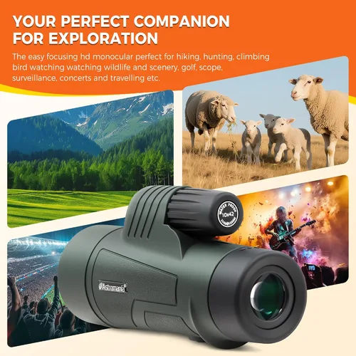 Vista 4 de Astromania Telescopio monocular 10x42 BAK4 monoculares de alta potencia para adultos Compact Portable Waterproof Monocular with Hand Strap