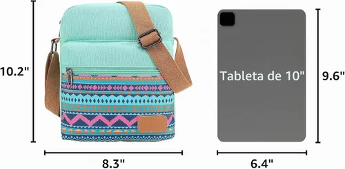 Vista 3 de Leaper - Juego de estuche y cartera bandolera de lona para niñas y mujeres A-verde azulado-r