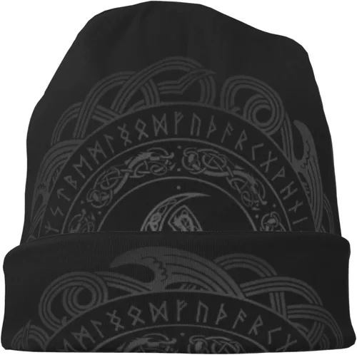 Vista 9 de Vikings Norse Runes - Gorro de invierno de punto suave para adultos al aire libre