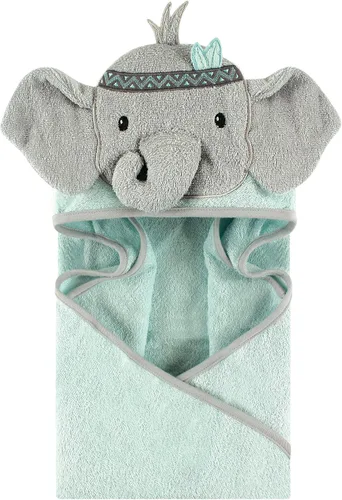 Vista 13 de Little Treasure Toalla unisex de algodón con capucha con cara de animal para bebé, elefante de flor, talla única