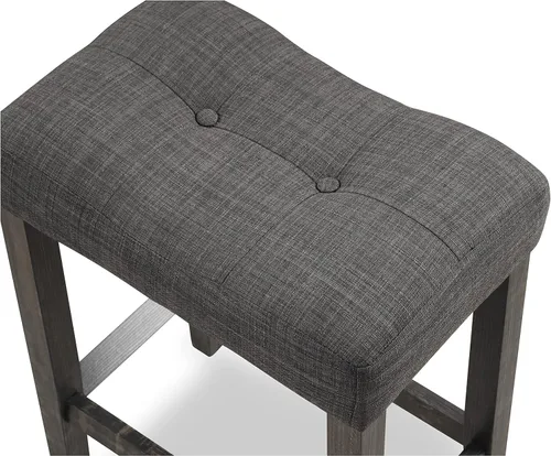 Vista 4 de Roundhill Furniture Sora Taburetes de Altura de Mostrador Tipo Silla de Montar con Capitoné, Juego de 2, Gris
