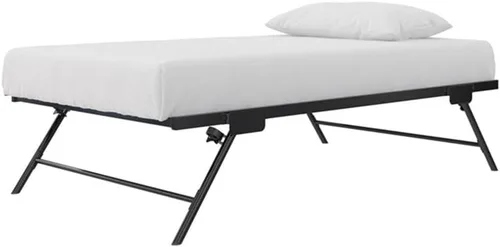 Vista 8 de BOWERY HILL Twin Daybed with Pop-Up Full Trundle, Black Powder-Coated Steel Frame, Slatted Mattress Support, Low-Profile Space-Saving Design, Guest