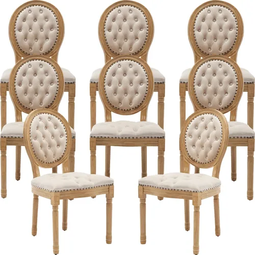 Vista 11 de ODUSE-DAILY French Country - Juego de 2 sillas de comedor de color caramelo, sillas de cocina y comedor, sillas de cocina de piel sintética, Ámbar