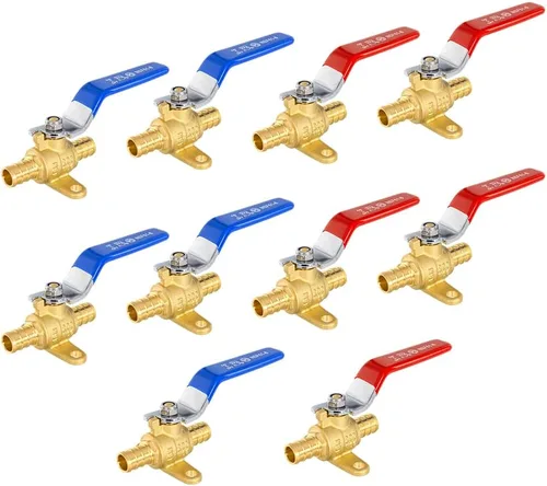 Vista 14 de Paquete de 2 válvulas de bola EFIELD Pex Brass de 1/2 pulgada con cierre de puerto completo, caliente y frío, (VALVE001) Válvula de cierre