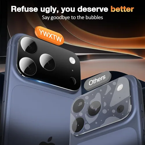 Vista 2 de YWXTW Protector de lente de cámara para iPhone 17 Pro, cobertura completa, protector de pantalla de lente de vidrio templado para iPhone 17 Pro