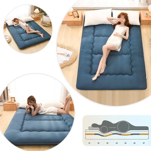 Vista 4 de Colchón de futón japonés extra grueso plegable enrollable para suelo, colchón de arrastre para el suelo, colchón de campamento, colchoneta de dormir