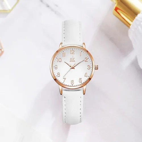 Vista 3 de SHENGKE Women Watches Leather Band Luxury Quartz Watches Girls Ladies Wristwatch Relogio Feminino