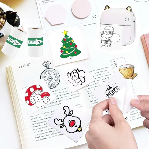 Vista 3 de 10 rollos de papel térmico autoadhesivo para impresora adhesiva sticker