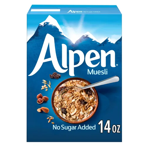 Vista 12 de Alpen Muesli Cereal original, cereal saludable para el corazón con copos de trigo, avena enrollada, nueces y pasas, proyecto verificado sin OMG