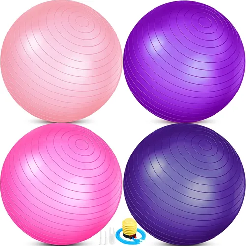 Vista 12 de Leyndo 4 pelotas de ejercicio de yoga de 26 pulgadas, para pilates, embarazo, parto, fitness, con bomba rápida, antiestallido, para mejorar