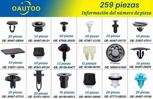 Vista 3 de 259 piezas compatibles con Lexus & Camry Corolla Corolla Interior y Exterior Retenedor Clip Clip Surtido
