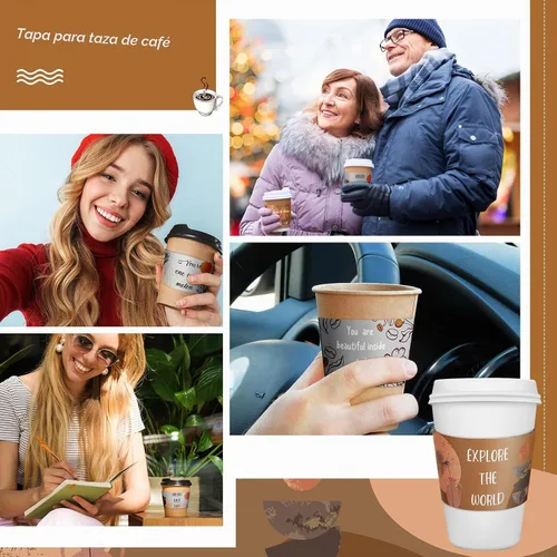 Vista 3 de Dingion - Juego de 200 fundas desechables para tazas de café para bebidas